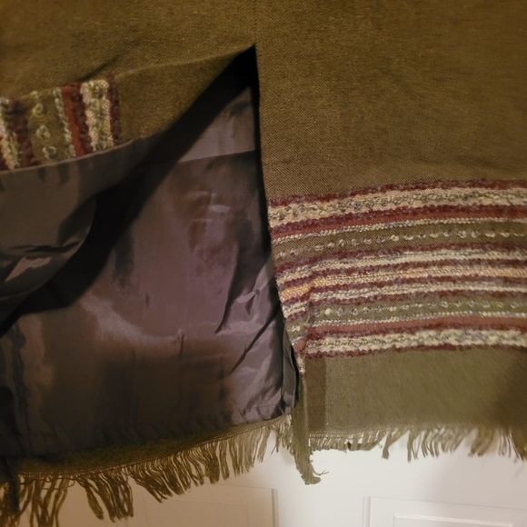 VTG Sag Harbor A-line Wool Blend Midi Fringe Hem Skirt Size 10P Fully Lined - Picture 3 of 7